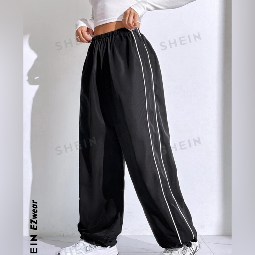 workout black and white track pants